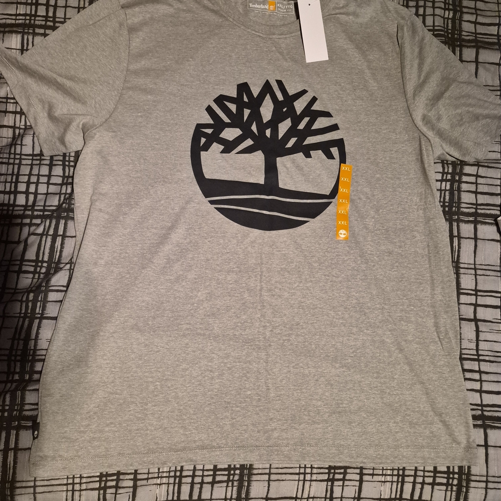 Timberland Gray Short Sleeve Tee with Tree Logo
